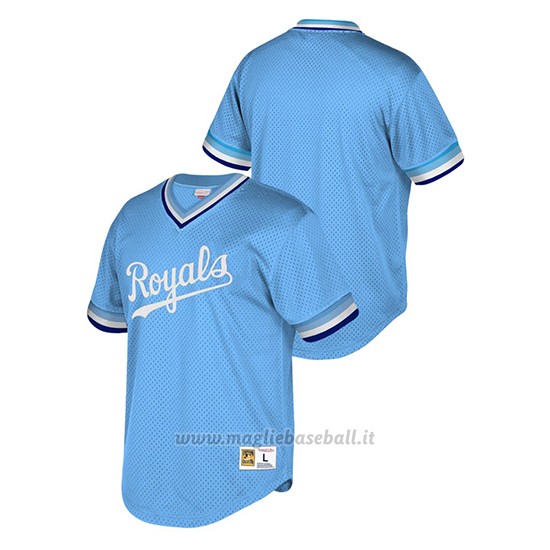Maglia Baseball Uomo Kansas City Royals Cooperstown Collection Mesh Wordmark V-neck Blu Luminoso